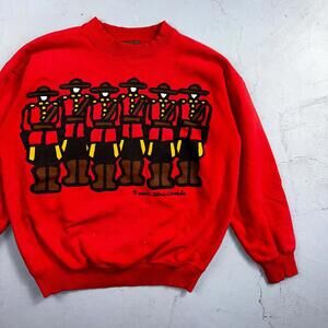 Vtg 90’s Marc Tetro Canada Mountie Police Crewneck Red Sweatshirt S-M